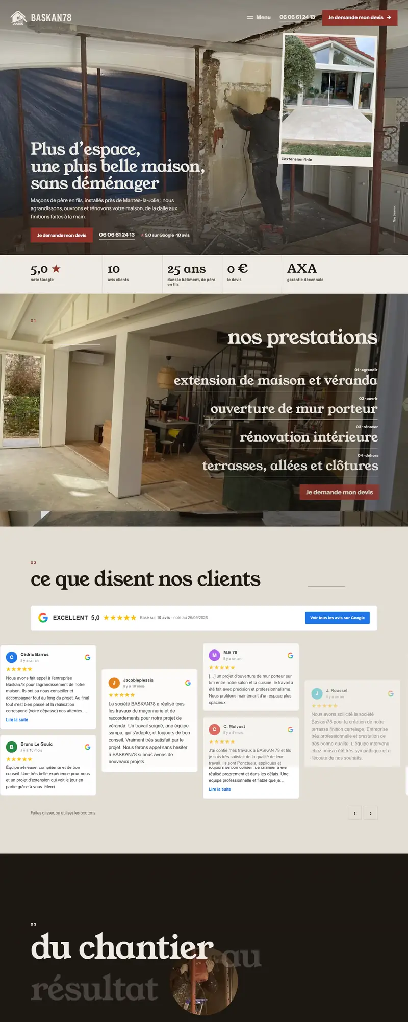Le site de Baskan 78, maçon dans les Yvelines, sur un écran d'ordinateur