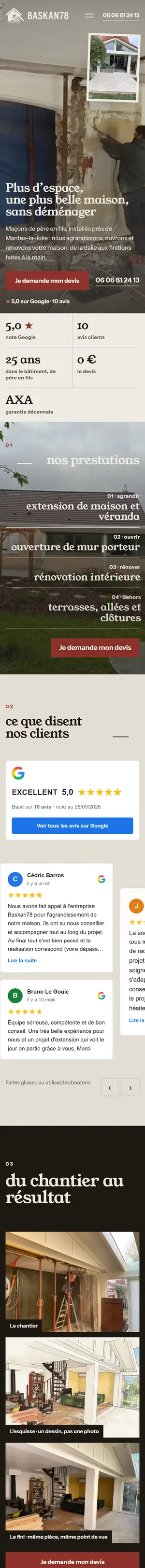 Le site de Baskan 78 sur un téléphone