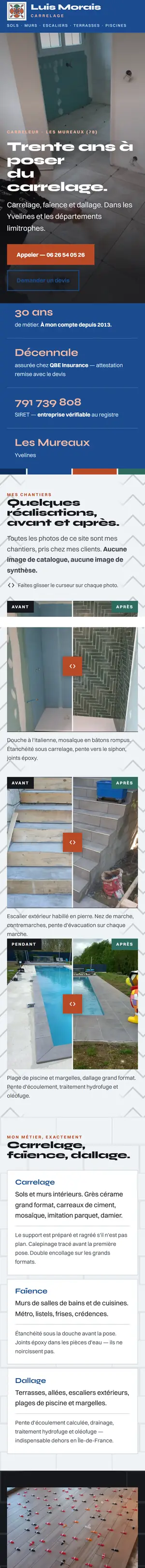 Le site de Luis Morais sur un téléphone